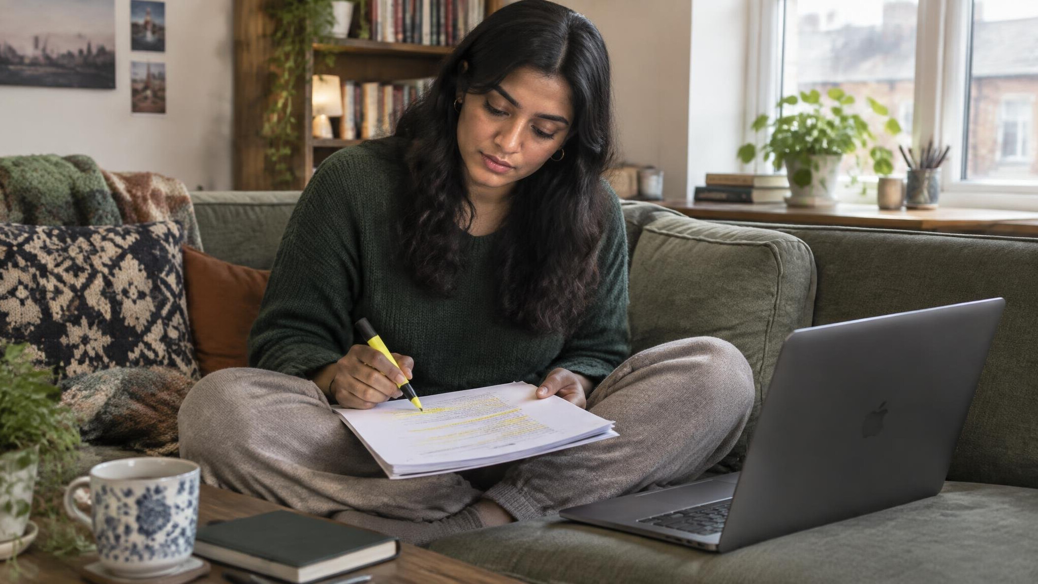 Writer planning a script layout on paper at a desk